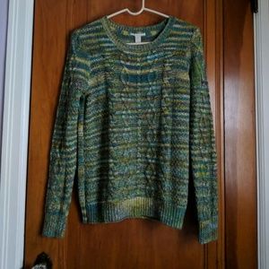 Green and blue striped sweater